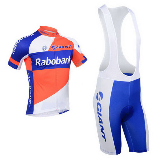 2013 Maillot Rabobank Tirantes Mangas Cortas Azul Y Blanco